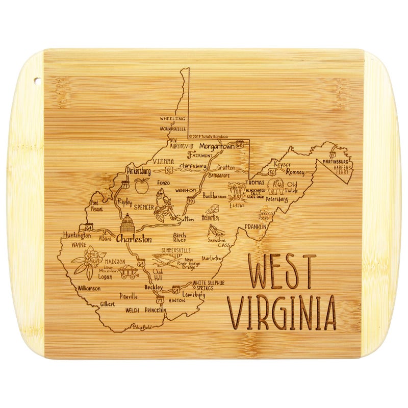 Totally Bamboo A Slice of Life West Virginia State Serving and Cutting Board, 11" x 8.75" - Image 1